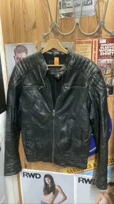 Veste en cuir noir Jack & Jones