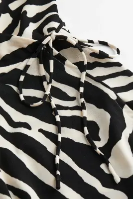 Robe portefeuille en jersey - Crème/motif zébré
