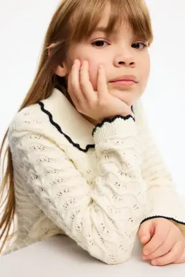 Ensemble 2 pièces en coton façon crochet - Crème