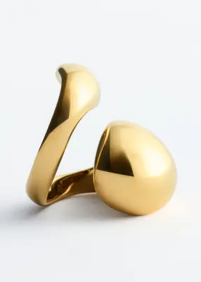Bague sculpturale à effet torsadé double - Doré