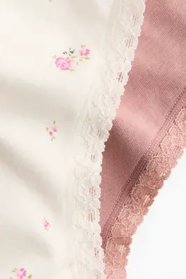 Lot de 5 culottes Hipster en coton - Rose clair/crème/fleuri
