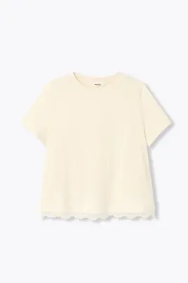 T-shirt évasé détail dentelle