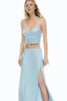 Jupe maxi en satin - Bleu clair