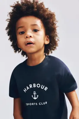 T-shirt imprimé en coton - Bleu marine/Harbour