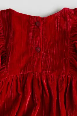 Robe en velours frappé - Rouge