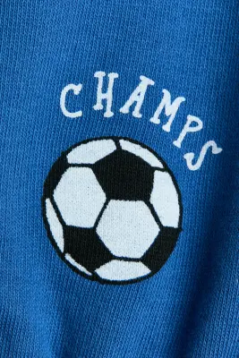 Short en molleton de coton - Bleu/ballons de football