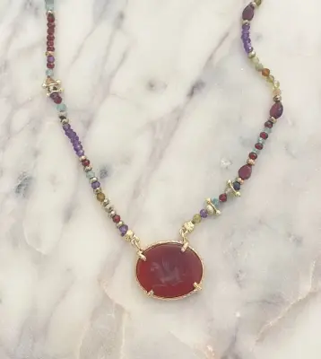 Nouveau ! ROOM SERVICE JEWELRY Collier Pégase Cornaline