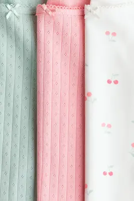 Lot de 3 tops à bretelles fines en coton - Blanc/cerises