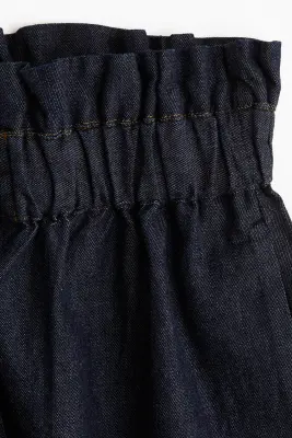 Short paper bag en denim - Bleu denim foncé
