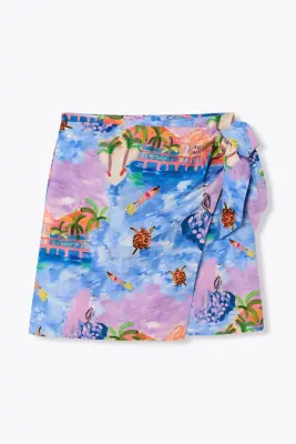 Jupe courte motif paysage