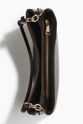Sac porté épaule avec chaînes - Marron foncé