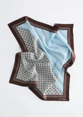 Foulard en soie imprimée - Brun/Turquoise