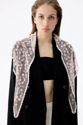 Foulard de hanches en mesh brodé - Rose clair
