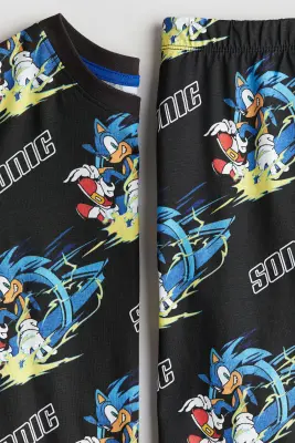 Pyjama imprimé en jersey de coton - Noir/Sonic le Hérisson