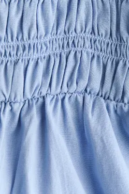 Combi-pantalon smockée en coton - Bleu clair