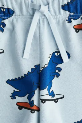 Short en molleton imprimé - Bleu clair/dinosaures