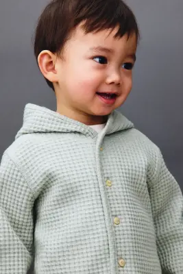 Gilet en coton gaufré - Vert ancien clair