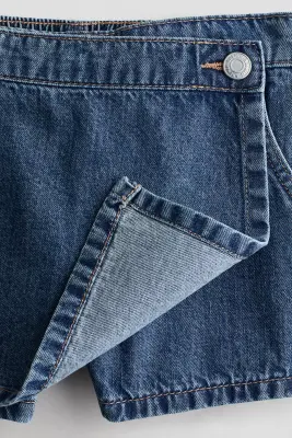 Jupe-short croisée en denim - Bleu denim