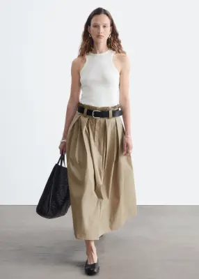 Jupe midi plissée - Beige