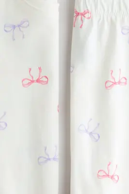 Pyjama en coton - Blanc/nœuds
