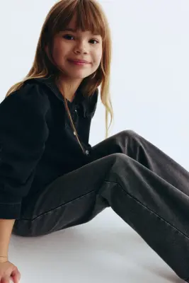 Pantalon large façon denim - Gris denim
