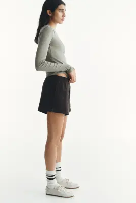 Short en molleton - Marron foncé