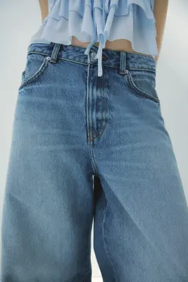 Barrel High Waist Jeans - Bleu denim clair