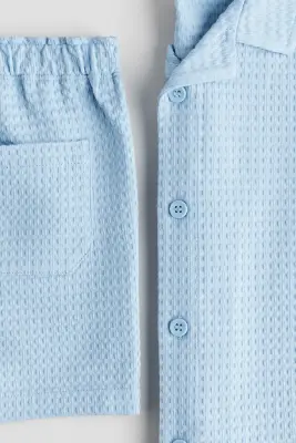 Ensemble 2 pièces avec chemise et short - Bleu clair