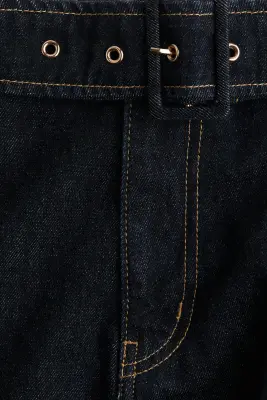 Jupe trapèze en denim - Bleu denim foncé