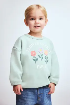 Sweat avec motifs - Vert ancien clair/fleurs