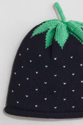 Bonnet en maille jacquard - Bleu foncé