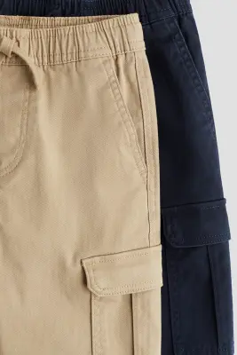 Lot de 2 pantalons cargo - Beige/bleu marine