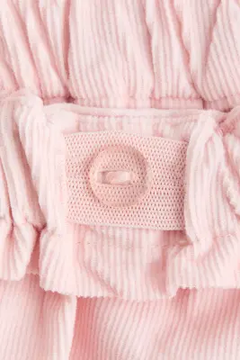 Pantalon volanté en velours côtelé - Rose clair