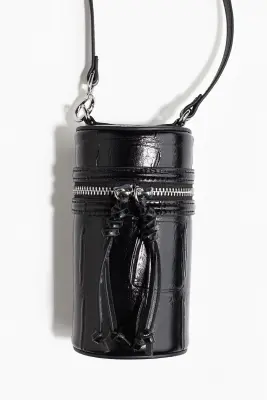 Sac crossbody cylindrique - Noir/motif croco