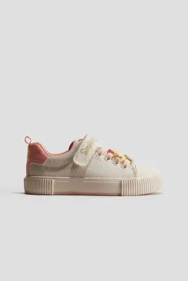 Sneakers en toile avec applications - Crème/SmileyWorld®