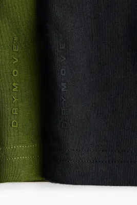 Lot de 2 T-shirts boxy Relaxed Fit DryMove™ - Vert olive/noir