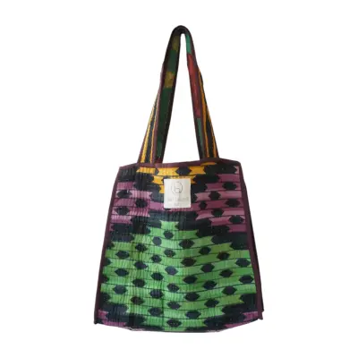 Tote Bag Kantha Vert & Parme