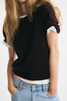 T-shirt en maille - Violet foncé
