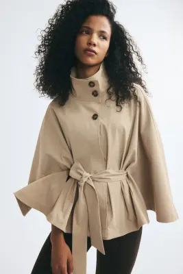 Veste cape en twill - Beige clair