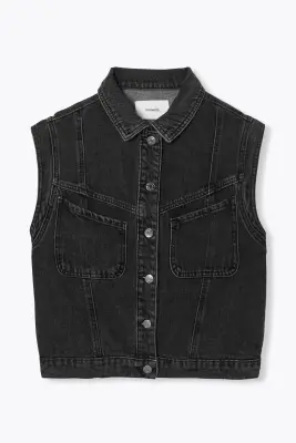 Veste jean sans manches LEONIE