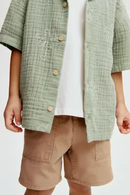 Lot de 2 shorts en toile - Beige foncé/vert kaki foncé