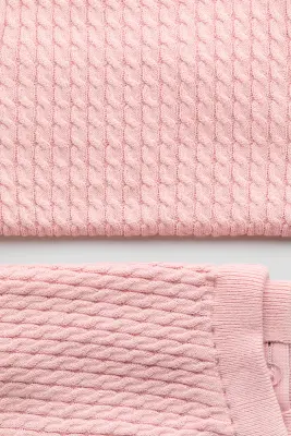 Ensemble 2 pièces en maille de coton torsadée - Rose clair