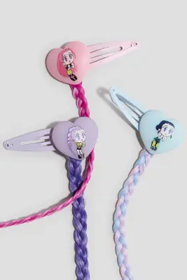 Lot de 3 barrettes avec tresses - Violet/KPop Demon Hunters