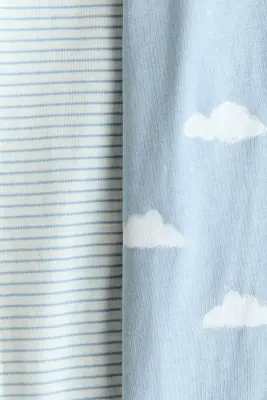 Lot de 2 pyjamas imprimés et zippés - Bleu clair/motif