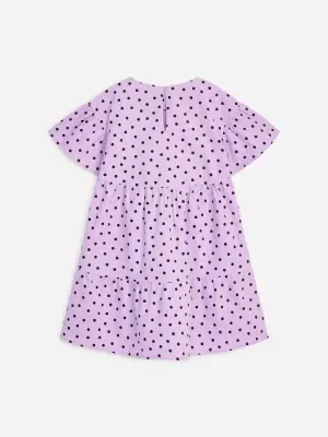 Robe en velours côtelé à volants - Lilas/Prune