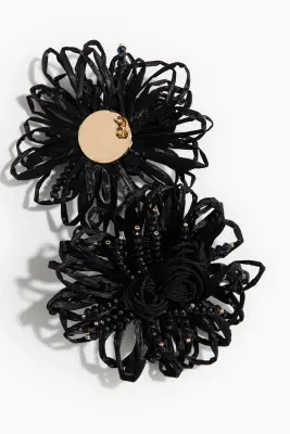 Boucles d'oreilles fleurs - Noir