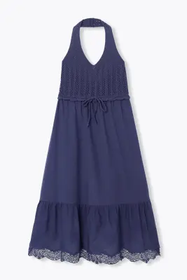Robe dos nu brodée crochet