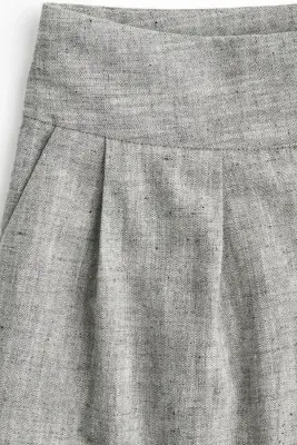 Short en lin mélangé - Gris chiné