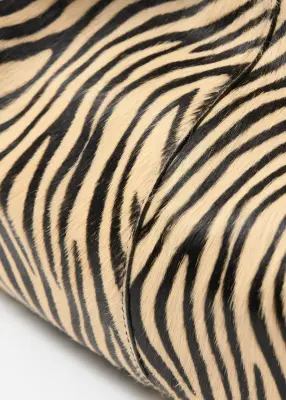 Sac cabas en cuir à imprimé animal - Motif zèbre beige