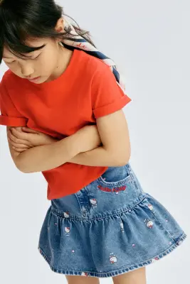 Jupe en denim imprimé - Bleu denim/Hello Kitty